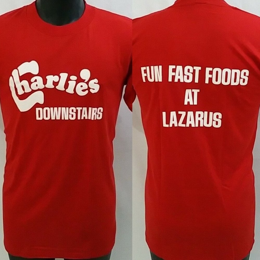 Vintage Lazarus Department Store Charlies Downstairs T Shirt L Columbus Oh Tee